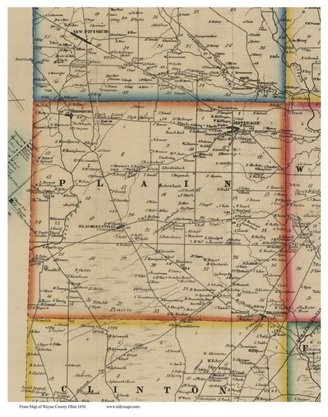 Plain 1856 Old Town Map With Homeowner Names Ohio Reprint Etsy