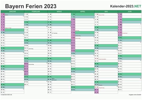 Ferien Bayern Ferienkalender Bersicht