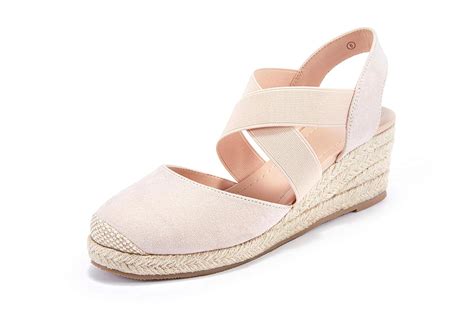 Buy Womens Espadrilles Platform Wedge Closed Toe Strappy Elastic Sandals At