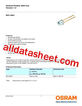 Sfh Datasheet Pdf Osram Gmbh