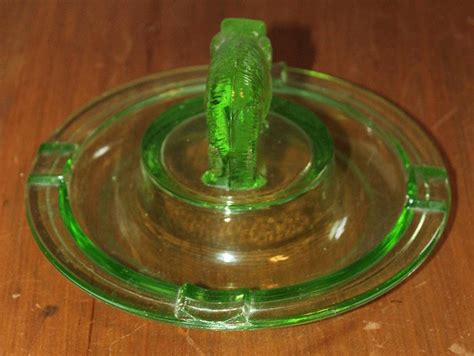 Rare Vintage Vaseline Glass Figural Elephant Ashtray 1883119672