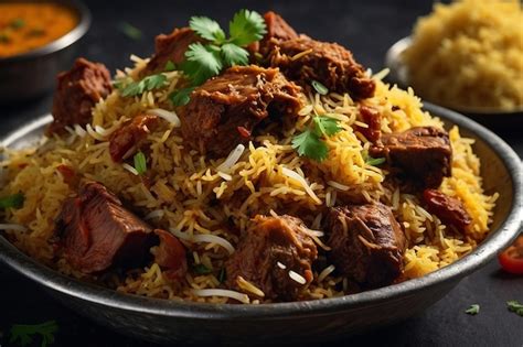 Premium Photo Default Fragrant Mutton Biryani With Tender Meat Chunks