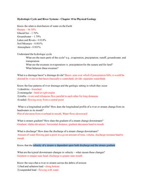 GEOL107 Lab 5 Rivers Streams Groundwater GEOL 107 GEOLOGY OF