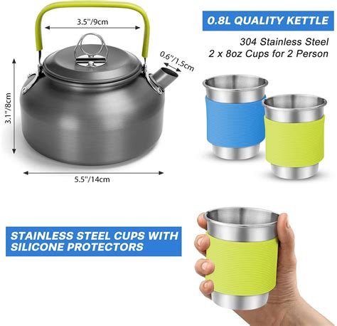 16pcs Portable Camping Cookware Set With Folding Stove Non Stick