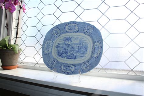 Antique Ridgways Oriental Platter Blue Transferware Circa To