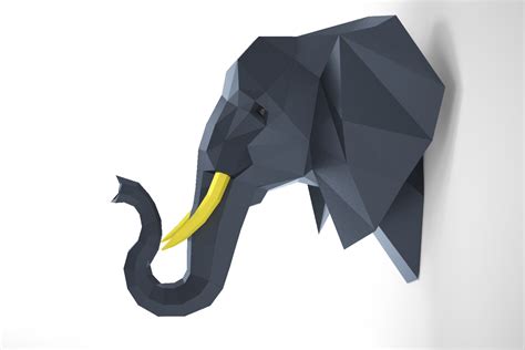 Elephant Head Papercraft PDF Template - LACRAFTA