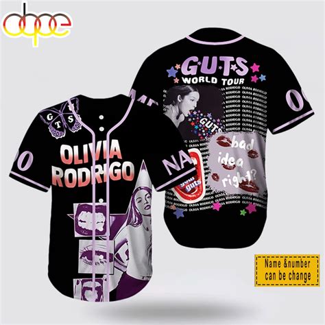 Custom Name And Number Olivia Rodrigo Guts World Tour Baseball Jersey