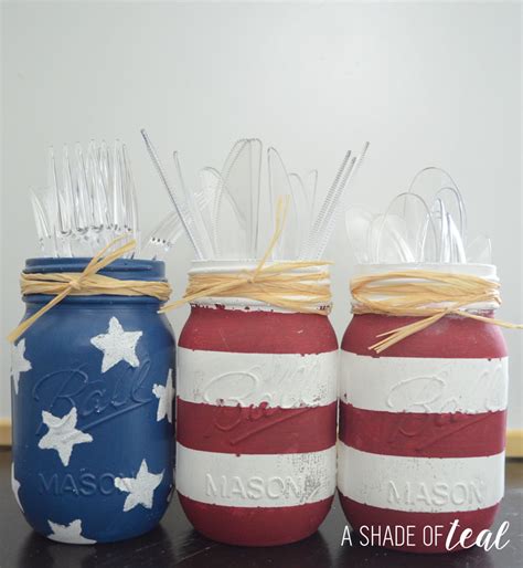 Easy Red White And Blue Mason Jars