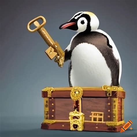 Penguin With A Key And Treasure Chest On Craiyon