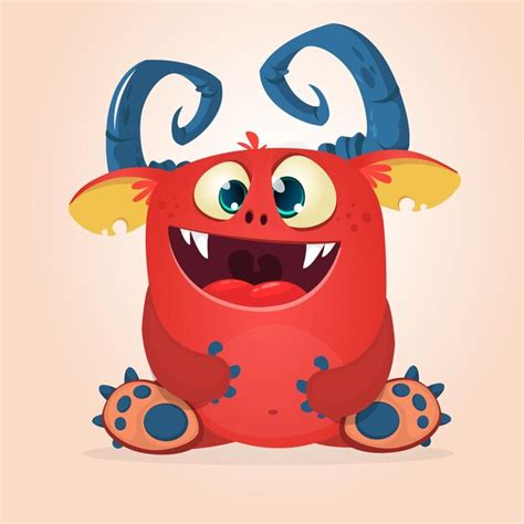 Lustige Cartoon Monster Vektorillustration Premium Vektor