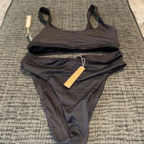 Skims Swim Bikini Mid Waist Set Of Piece Black Onyx Sz Med Ebay