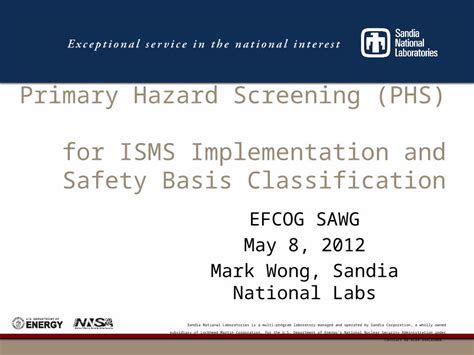 Pptx Primary Hazard Screening Phs For Isms Implementation And