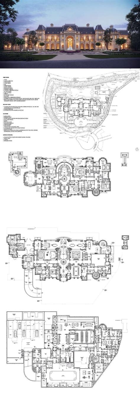 The Floor Plan For This Mansion Is Shown In Blueprints And Has Multiple