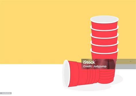 Plastic Cups Vector Red Beer Pong Plastic Cups With Ball Traditional