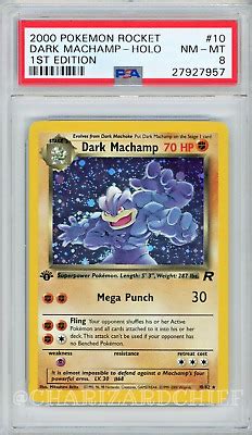 PSA 8 MINT FIRST EDITION DARK MACHAMP 10 82 HOLO TEAM ROCKET SET 1ST ED