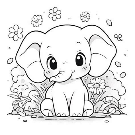 Dibujo infantil para colorear de un elefante Dibujo de bebé elefante