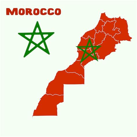 Mapa De Marrocos Com Bandeira Dentro Com Regiões Vetor Premium