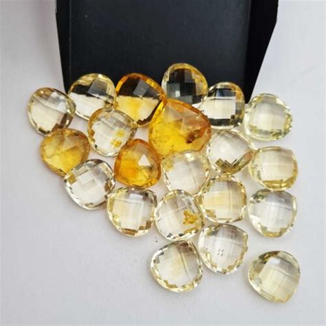 Natural Citrine Heart Briolette Cut Loose Stone Lot Pcs Mm