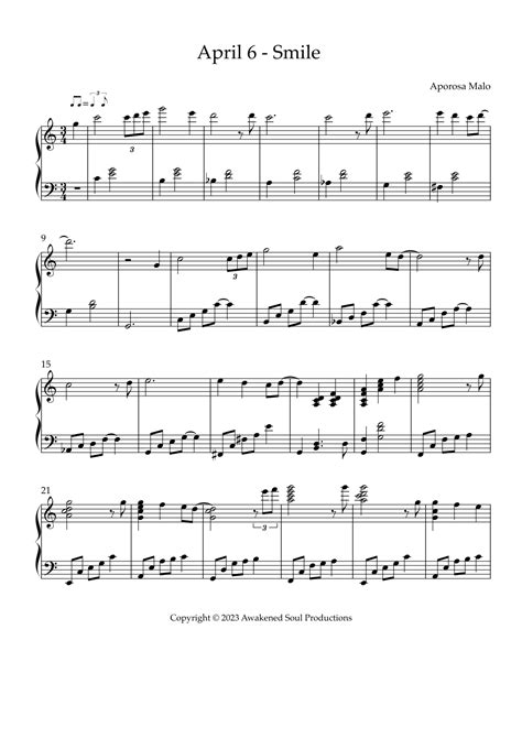 April 6 Smile Sheet Music The Awakened Soul Piano Solo