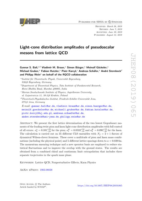 PDF Light Cone Distribution Amplitudes Of Pseudoscalar Mesons From