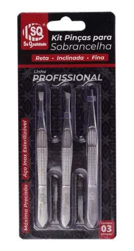 Kit De 3 Pinças Design De Sobrancelhas Inox Profissional Mercadolivre