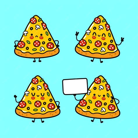 Premium Vector Funny Cute Happy Pizza Characters Bundle Set