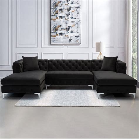 Velvet Upholstered U-Shaped Sofa - Paragon Furniture