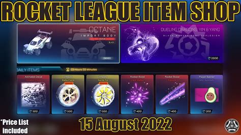 Rocket League Item Shop August Rl Item Shop Today Youtube