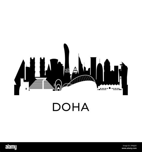 Doha Qatar City Skyline Negative Space City Silhouette Vector