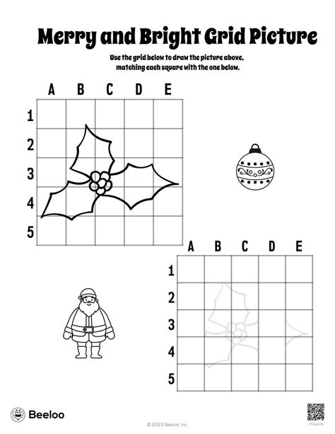 Christmas Themed Grid Drawings Beeloo Printables