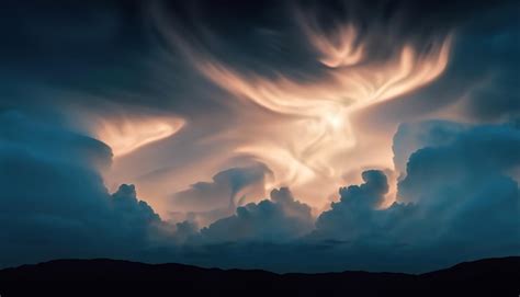 Premium Ai Image A Cluster Of Gloomy Clouds Illuminated By Sunshine