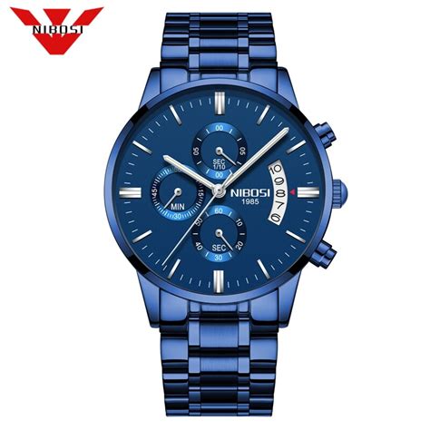 Nibosi Watch Men Fashion Sports Quartz Full Steel Business Mens Watches