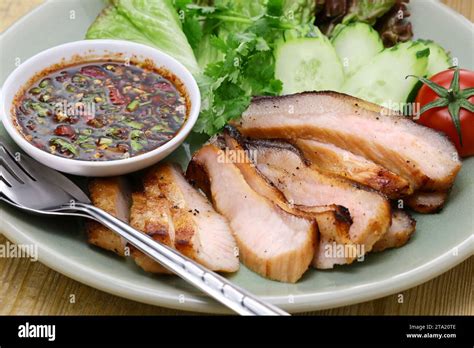 Kor Moo Yang Charcoal Grilled Pork Jowl Meat Thai Isan Cuisine