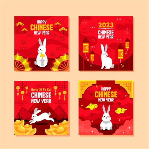 Chinese New Year Festivity Social Media Set Vector Art At Vecteezy