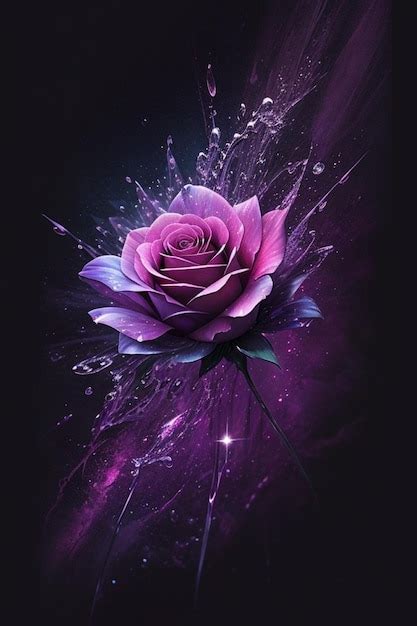 Rosa Morada Con Estrellas Floral Splash Foto Premium