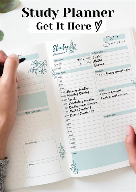 Student Planner Printable Daily Study Planner Pages Academic Etsy