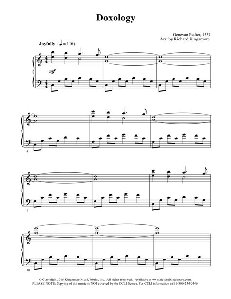 Doxology Solo Piano Sheet Music by Richard Kingsmore — Richard ...