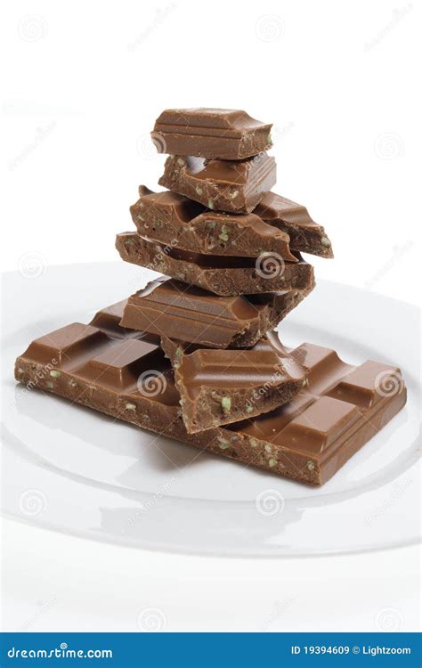 Stack Of Chocolate Pieces Stock Image Image Of Chocolate 19394609