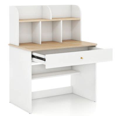 Kids Wooden Study Desk with Hutch and Drawer - Costway