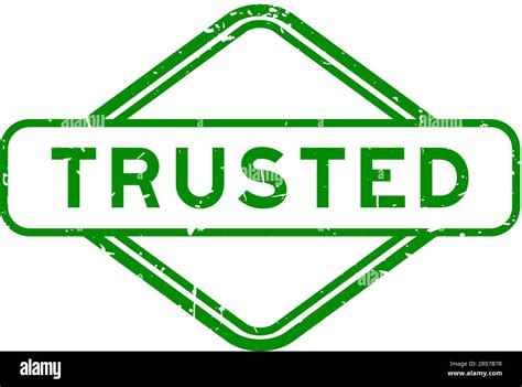 grunge green trusted word rubber seal stamp  white background stock