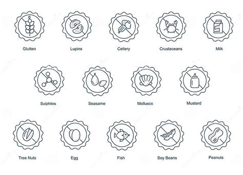 Allergen Icons. Food Allergy Warning & Dietary Restriction Symbols ...