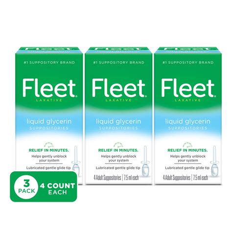 Fleet Liquid Glycerin Suppositories For Constipation 75 Ml 4 Bottles