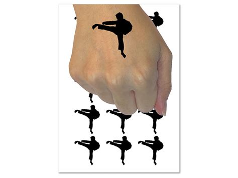 Martial Arts Karate Kick Solid Temporary Tattoo Water Resistant Fake Body Art Set Collection 1