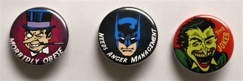 3 Buttons Dc Comics Penguin Batman The Joker Button Set Justice League Villains Ebay