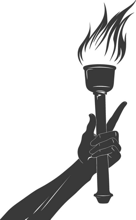 Silhouette Hand Holding Burning Torch Black Color Only 44635914 Vector