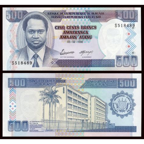 BURUNDI 500 FRANCOS 1995 CARCEL ESTATAL Y PRESIDENTE Pick 37A BILLETE