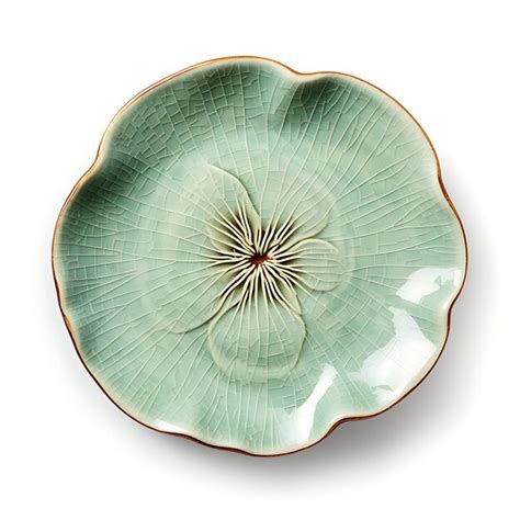 Premium Photo Elegant Celadon Ceramic Dessert Plate Irregular Shape