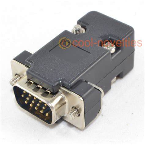 DB15HD 15 WAY D SUB VGA MALE HD PLUG CONNECTOR WITH BLACK HOOD SHELL