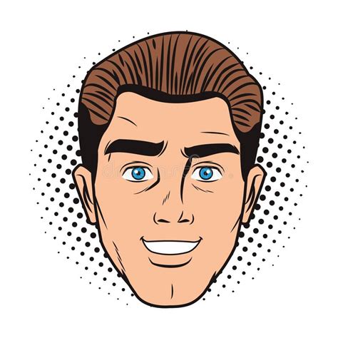 Cara Del Hombre Del Arte Pop Ilustración del Vector Ilustración de