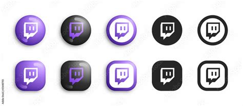 Twitch Vector Icons Set In Modern D And Black Flat Style Isolated On